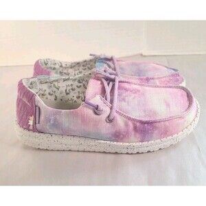 Hey Dude Wendy Dreamer Unicorn Kids Shoes Sz3  Athletic Pink Lace-Up Sneakers